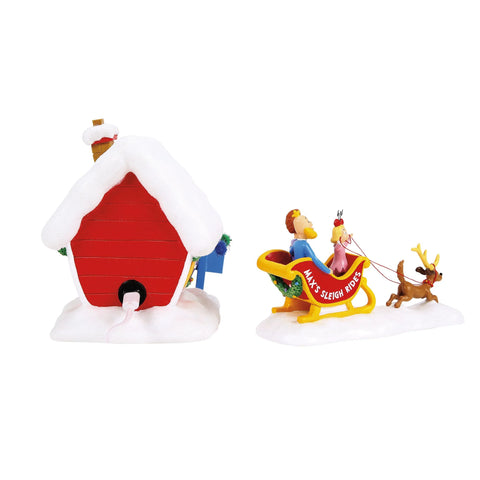 Grinch Village - Max's Sleigh Rides Figurines, 6" (Set of 2)