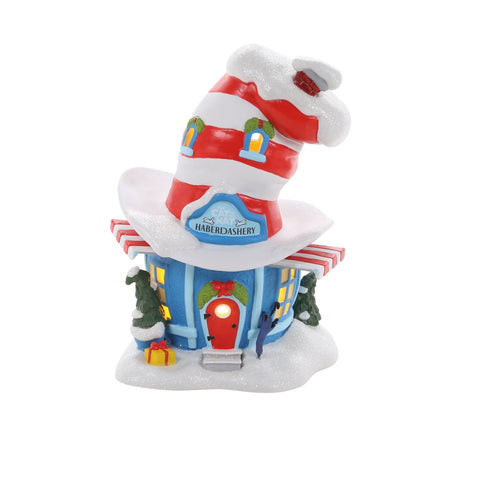 Grinch Village - Cat In The Hat Haberdashery Figurine, 8.25"