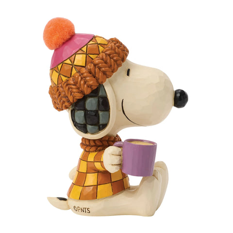 Jim Shore Peanuts Snoopy Cozy for Fall with Mug Figurine, 4.25"
