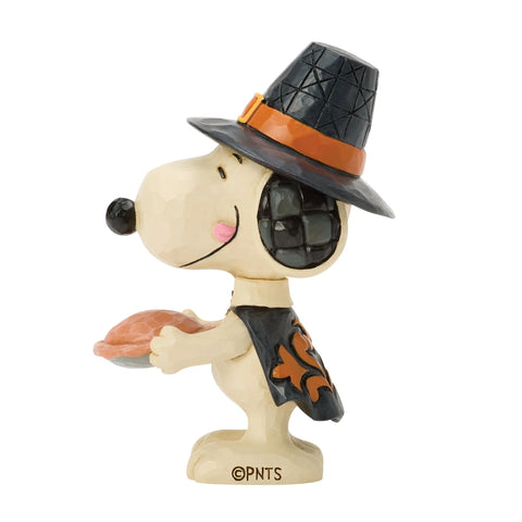 Jim Shore Peanuts Snoopy with Pumpkin Pie Mini Figurine, 3.75"