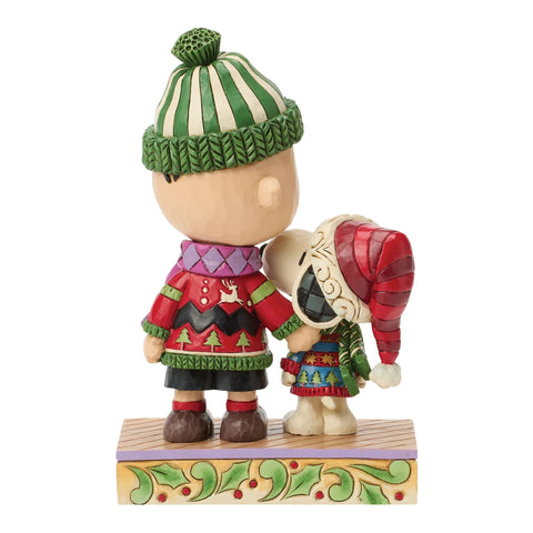 Jim Shore Peanuts Snoopy & Charlie Xmas Sweaters Figurine, 6.69"