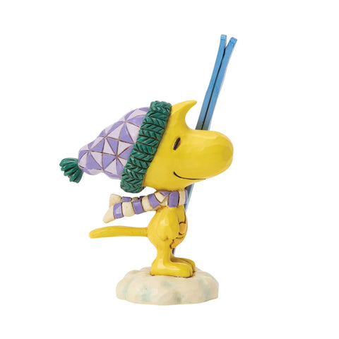 Jim Shore Peanuts Woodstock with Skis Mini Figurine, 3.3"