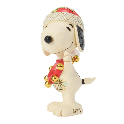Jim Shore Peanuts Snoopy with Bells Mini Figurine, 3.25"