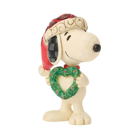 Jim Shore Peanuts Snoopy with Heart Wreath Mini Figurine, 3.25"