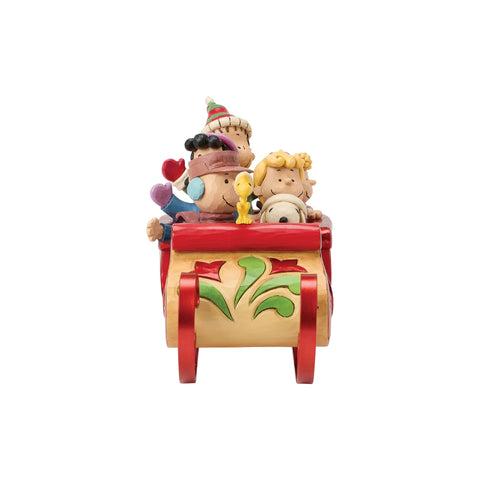 Jim Shore Peanuts Snoopy and Friends in Sleigh Figurine, 6.89"