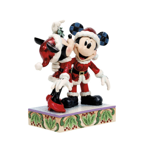 Jim Shore Disney Traditions Mickey and Minnie Mistletoe Figurine, 6.75"