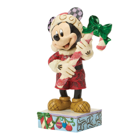 Jim Shore Disney Traditions Mickey with Candy Cane Figurine, 5.25"