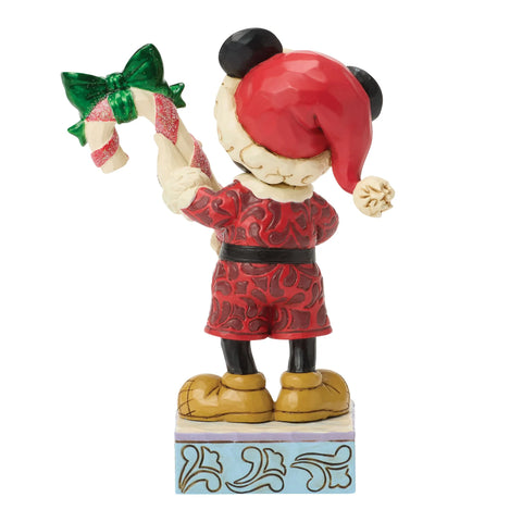Jim Shore Disney Traditions Mickey with Candy Cane Figurine, 5.25"