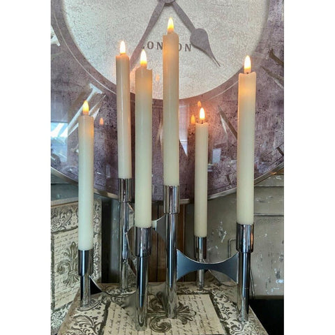 Modern Metallic Taper Holder, 20.5 x 8" (Chrome)