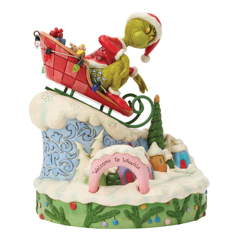 Jim Shore Grinch on Small Sled Figurine, 6"