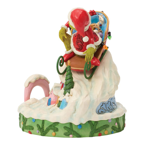 Jim Shore Grinch on Small Sled Figurine, 6"