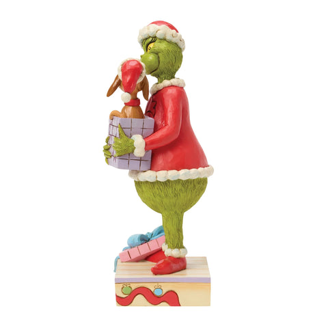 Jim Shore Grinch Holding Gift with Max Figurine, 9.45"