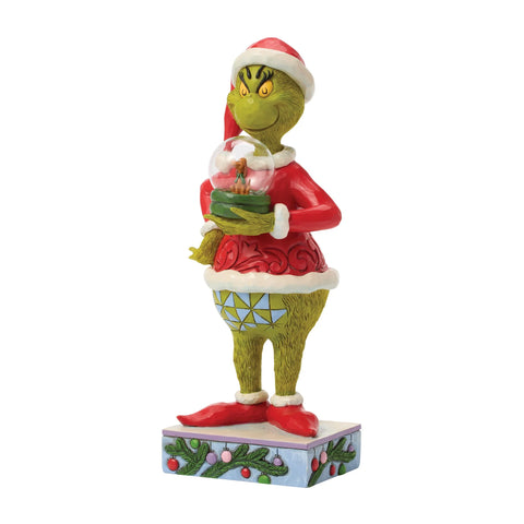 Jim Shore Grinch Holding Dome with Max Figurine, 9.25"