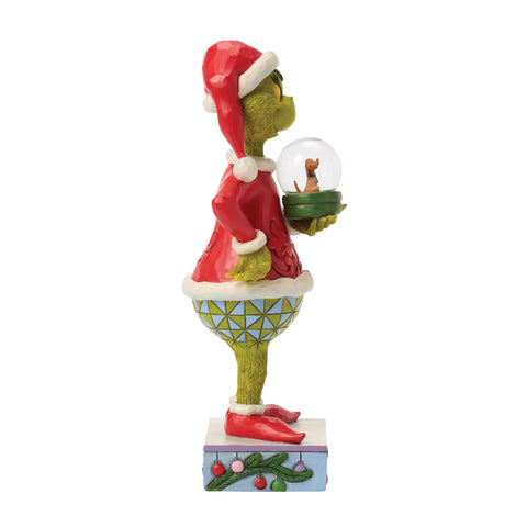 Jim Shore Grinch Holding Dome with Max Figurine, 9.25"