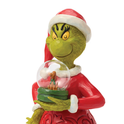 Jim Shore Grinch Holding Dome with Max Figurine, 9.25"