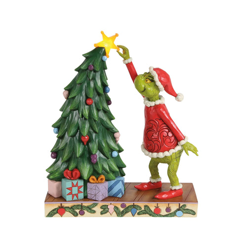 Jim Shore Grinch Pulling Tree Star Figurine, 10"