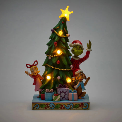 Jim Shore Grinch, Cindy, Max Peeking Figurine, 10.5"