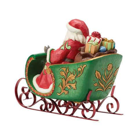 Jim Shore Heartwood Creek Santa in Musical Sleigh Figurine, 8.5"