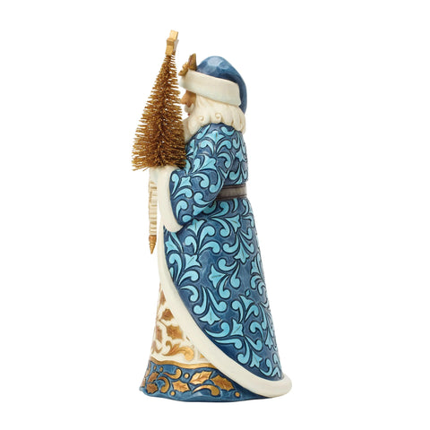 Jim Shore Heartwood Creek Blue & Gold Santa Sisal Figurine, 10"