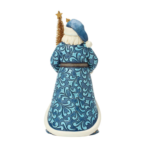 Jim Shore Heartwood Creek Blue & Gold Santa Sisal Figurine, 10"