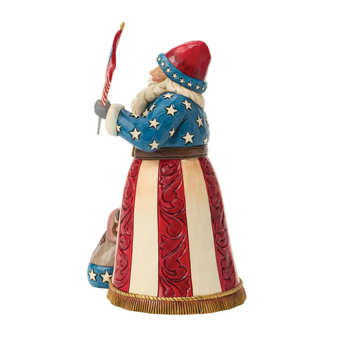 Jim Shore Heartwood Creek Patriotic Santa w/ Flag Figurine, 9"