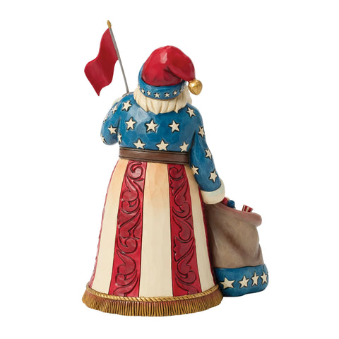 Jim Shore Heartwood Creek Patriotic Santa w/ Flag Figurine, 9"