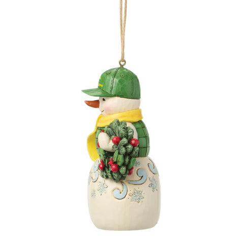 Jim Shore Snowman John Deere Hat H/O Ornament, 4.21"