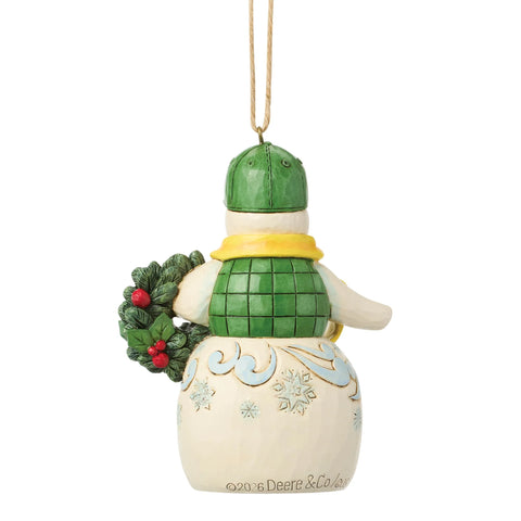Jim Shore Snowman John Deere Hat H/O Ornament, 4.21"