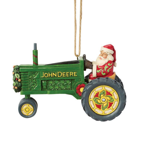 Jim Shore John Deere Santa Tractor H/O Ornament, 2.95"