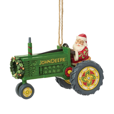 Jim Shore John Deere Santa Tractor H/O Ornament, 2.95"