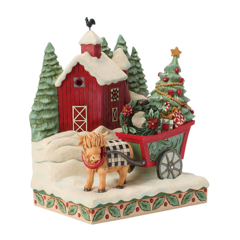 Jim Shore Highland Glen Barn Scene Figurine, 7.68"