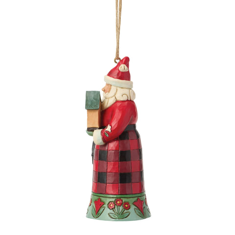 Jim Shore Highland Glen Santa Cardinal Ornament, 4.33"