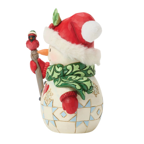 Jim Shore Heartwood Creek Snowman Bird on Stick Pint, 5"