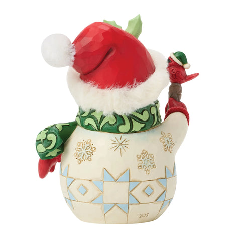 Jim Shore Heartwood Creek Snowman Bird on Stick Pint, 5"