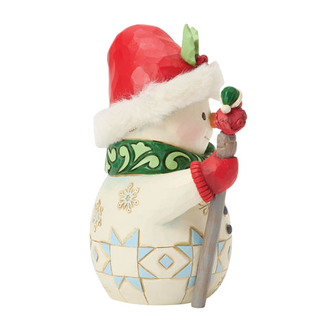 Jim Shore Heartwood Creek Snowman Bird on Stick Pint, 5"