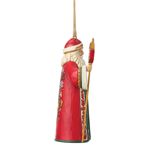 Jim Shore Heartwood Creek Santa Hungarian Santa Ornament, 4.5"