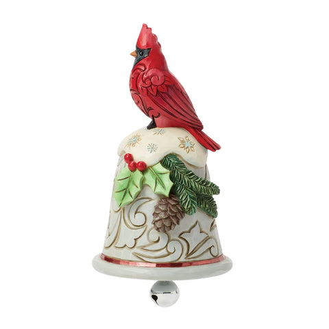 Jim Shore Heartwood Creek Cardinal Perched on Bell Pint, 5.12"