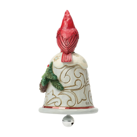 Jim Shore Heartwood Creek Cardinal Perched on Bell Pint, 5.12"