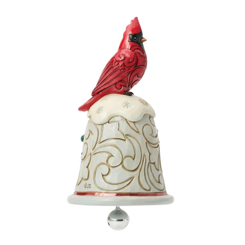 Jim Shore Heartwood Creek Cardinal Perched on Bell Pint, 5.12"