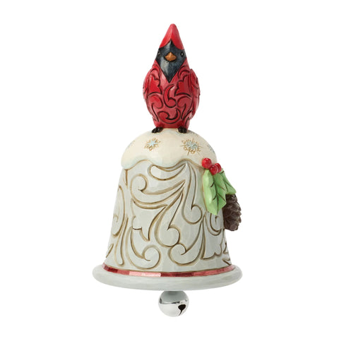 Jim Shore Heartwood Creek Cardinal Perched on Bell Pint, 5.12"