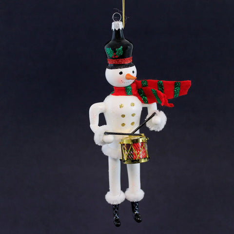 Snowman Nutcracker Glass Ornament, 8.25"