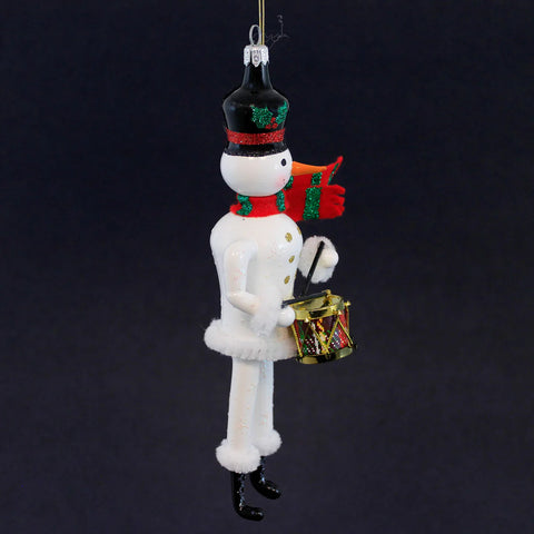 Snowman Nutcracker Glass Ornament, 8.25"