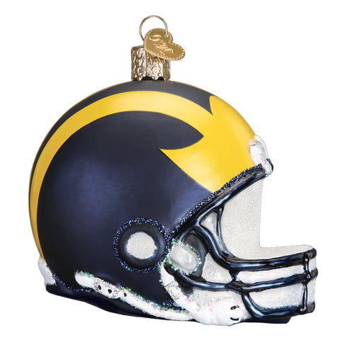 christmas football helmet Michigan Helmet Ornament, 3"