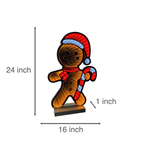 Infinity Christmas Gingerbread Man With Wooden Base (24")