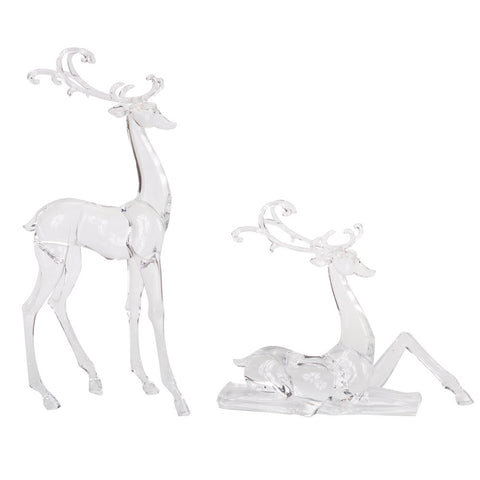 Clear Acrylic Deer Figurine, 10.75 - 17.75" (2 styles - sold individually)