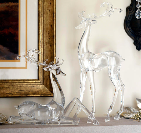 Clear Acrylic Deer Figurine, 10.75 - 17.75" (2 styles - sold individually)
