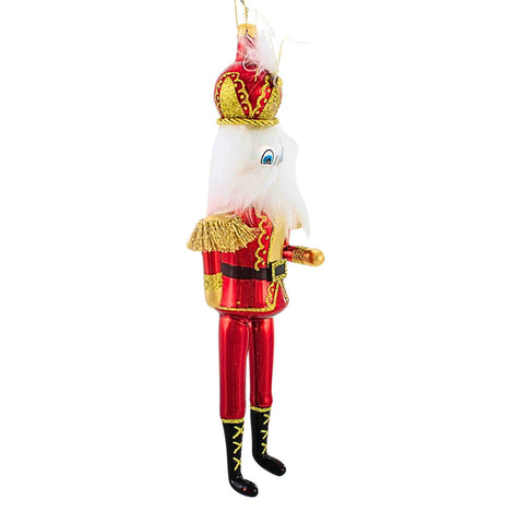 Regal Red Nutcracker Glass Ornament, 8.5"