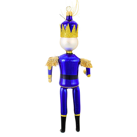 Bold Blue Nutcracker Glass Ornament, 8.5"