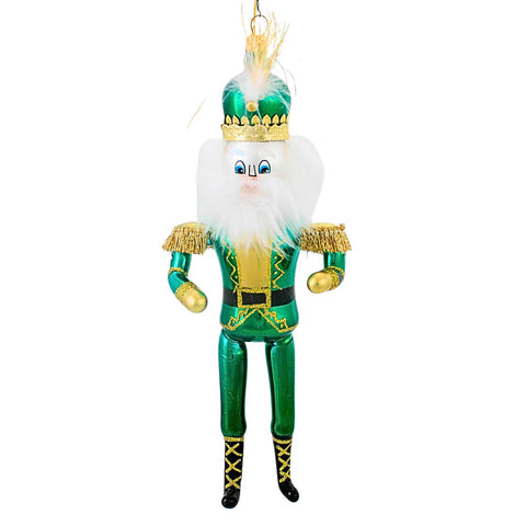 Grande Green Nutcracker Glass Ornament, 9"