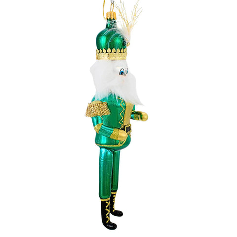 Grande Green Nutcracker Glass Ornament, 9"